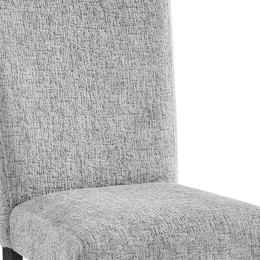 Set of Two Light Gray and Black Upholstered Fabric And Wood Dining Side Chairs