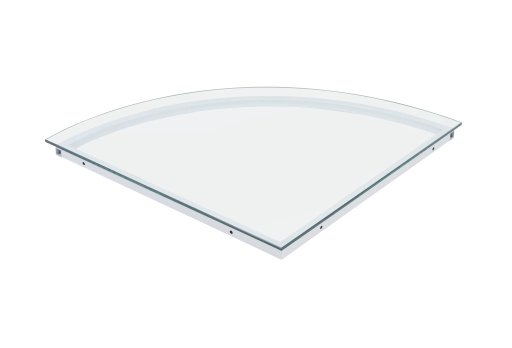 78" Clear and White Glass and Steel Corner Computer Desk