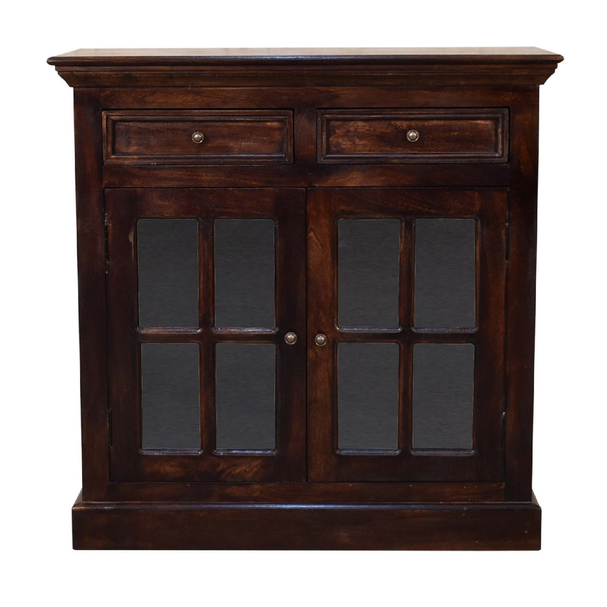 35" Walnut Solid Wood Accent Cabinet With Two Doors And Two Drawers