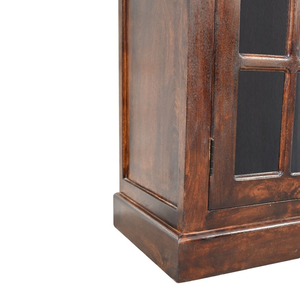 35" Walnut Solid Wood Accent Cabinet With Two Doors And Two Drawers