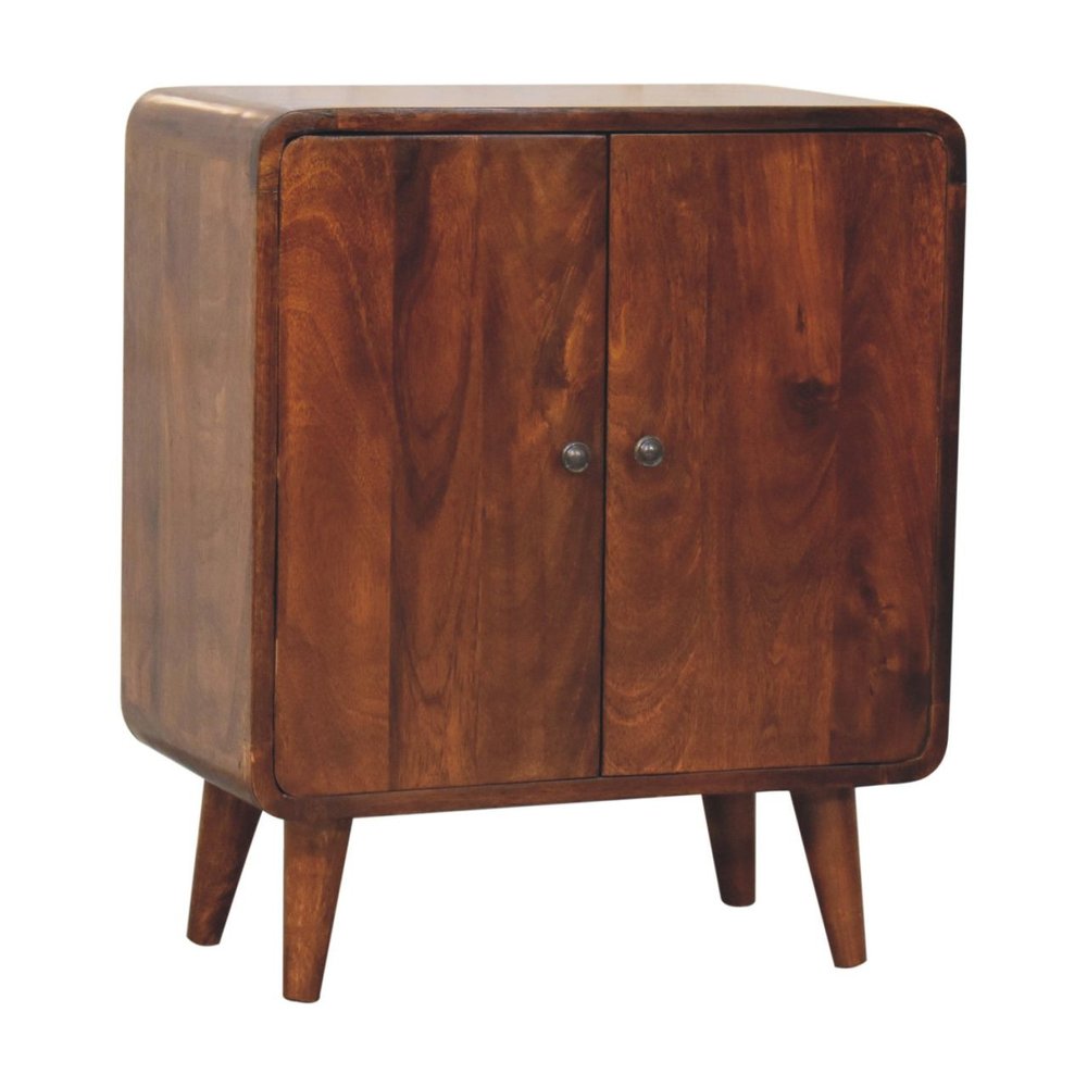 26" Brown Solid Wood Accent Cabinet With Two Doors