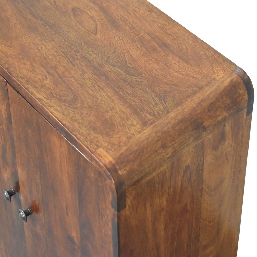 26" Brown Solid Wood Accent Cabinet With Two Doors