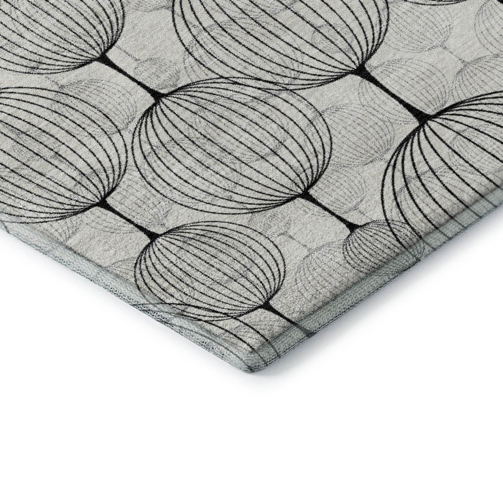 9' X 12' White And Gray Geometric Washable Area Rug With UV Protection
