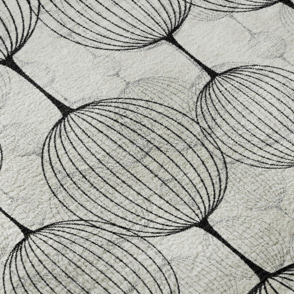 9' X 12' White And Gray Geometric Washable Area Rug With UV Protection