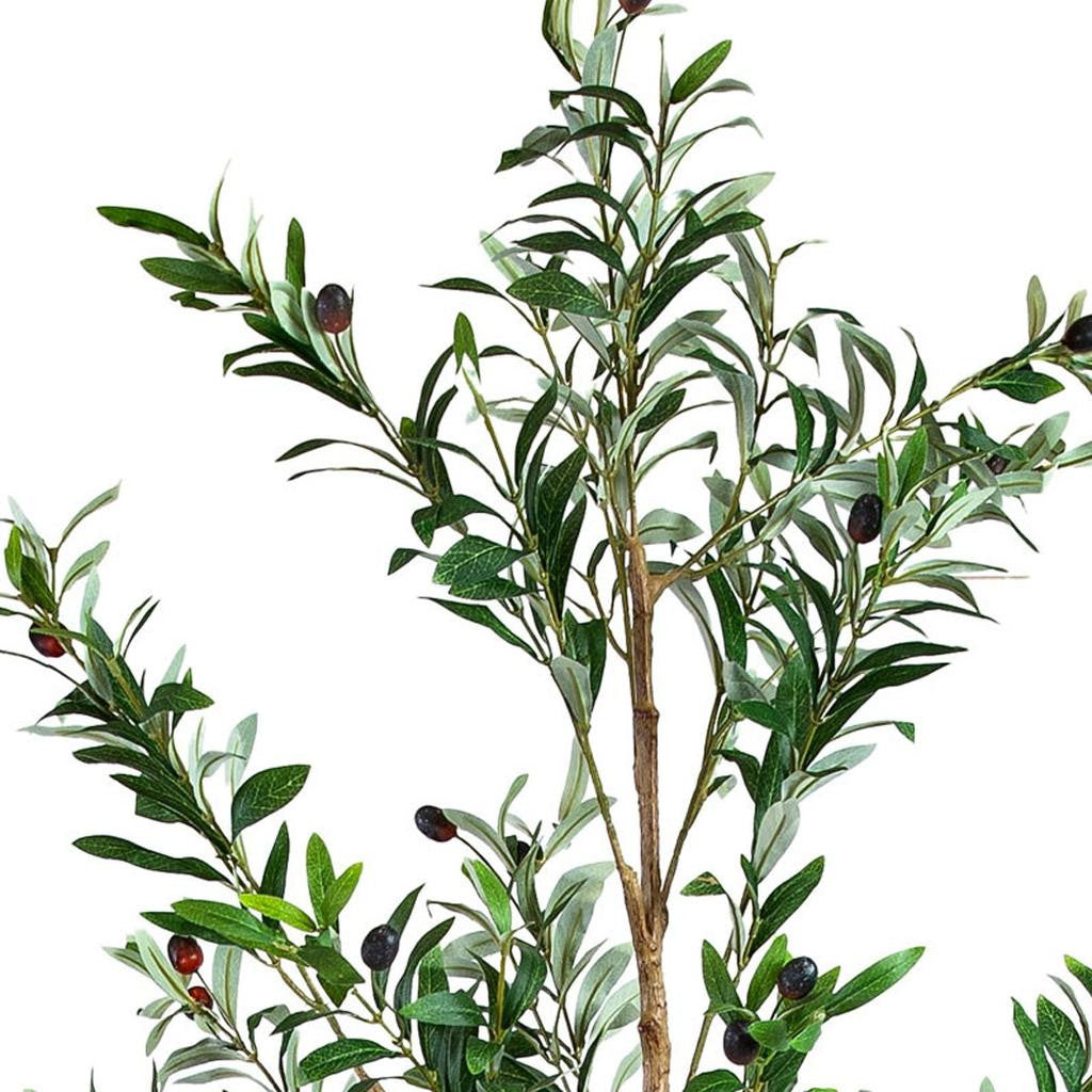 Set of Two 72" Green Artificial Olive Trees in a Black Pots