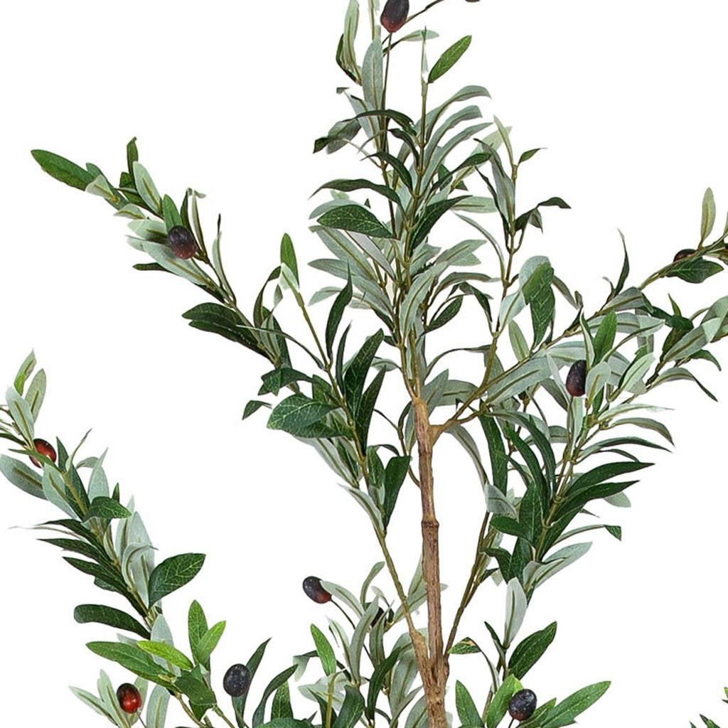 Set Of Two 84" Green Artificial Olive Trees in a Black Pot