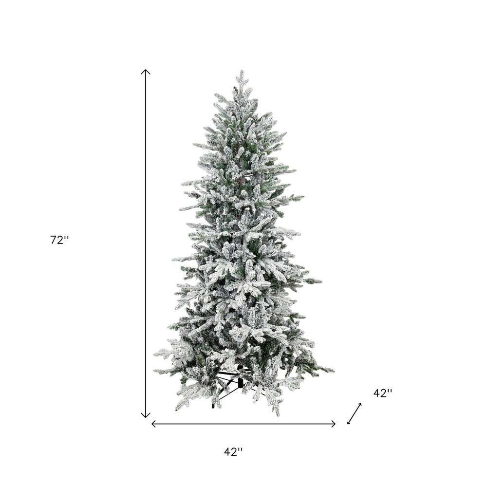 6' Slender Flocked Pine Christmas Tree