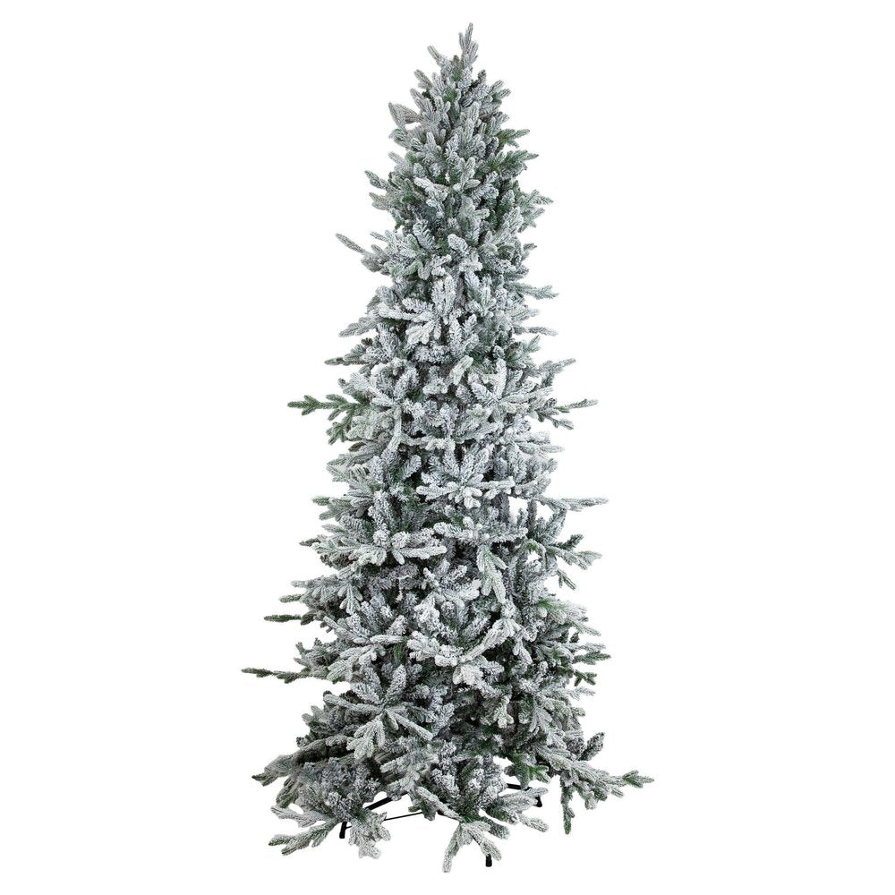 8' Slender Flocked Pine Christmas Tree