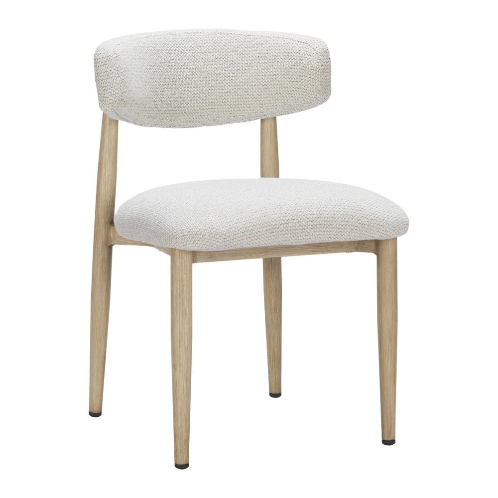 White and Brown Olefin Curved Back Dining Side Chair