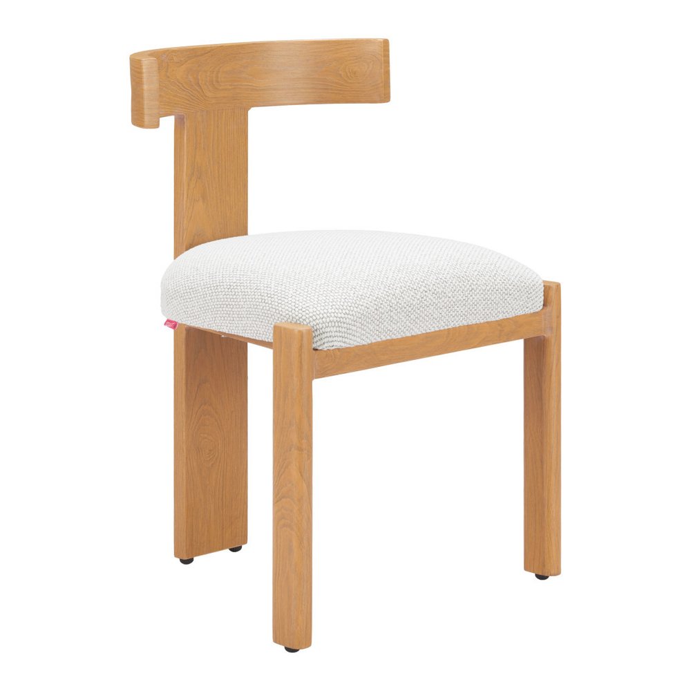 Beige And Natural Olefin And Aluminum Open Back Dining Side Chair