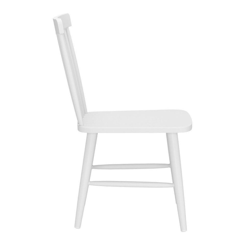 Set of Two White Aluminum Slat Back Dining Side Chairs