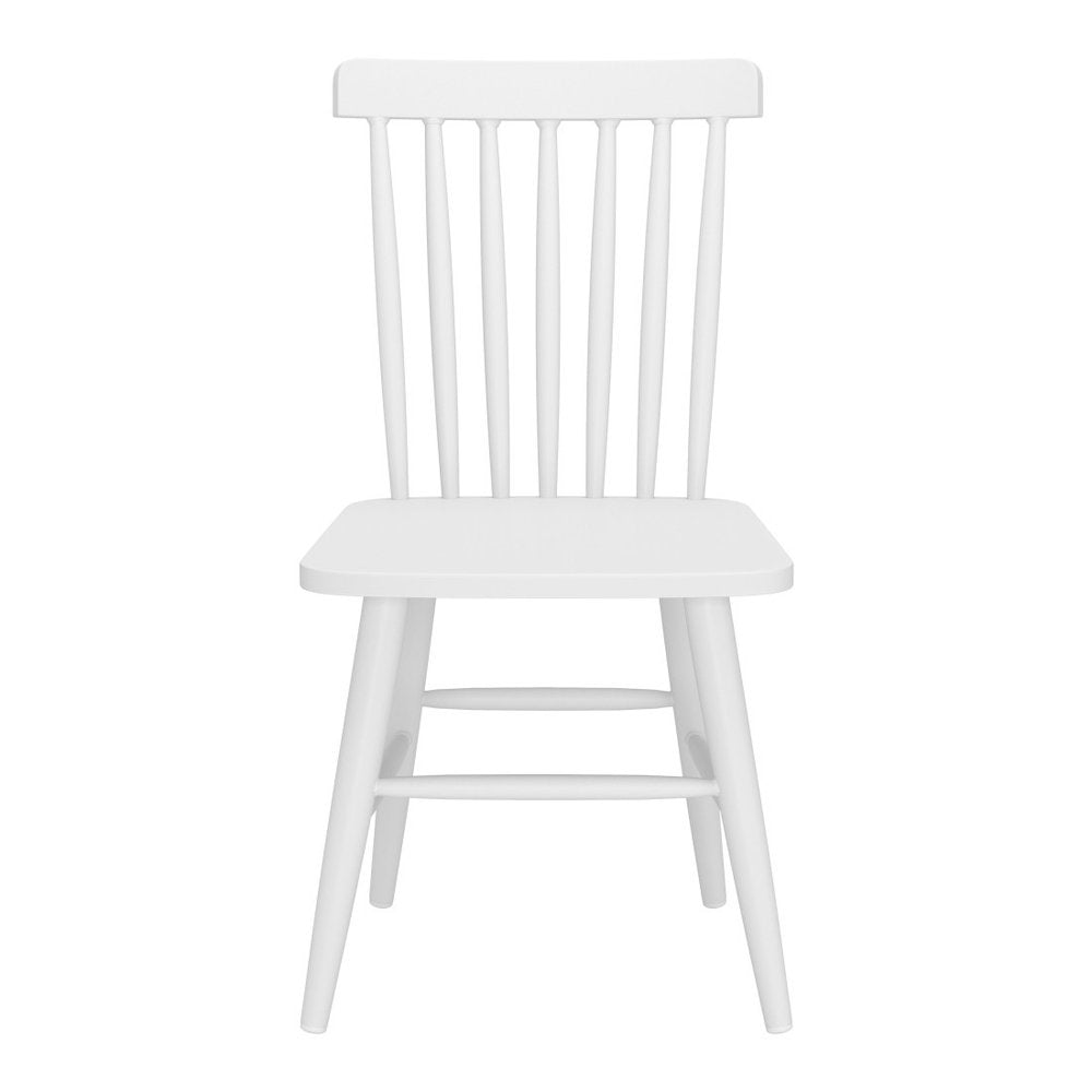 Set of Two White Aluminum Slat Back Dining Side Chairs