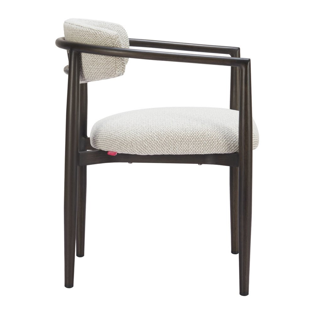 White and Black Open Back Dining Arm Chair