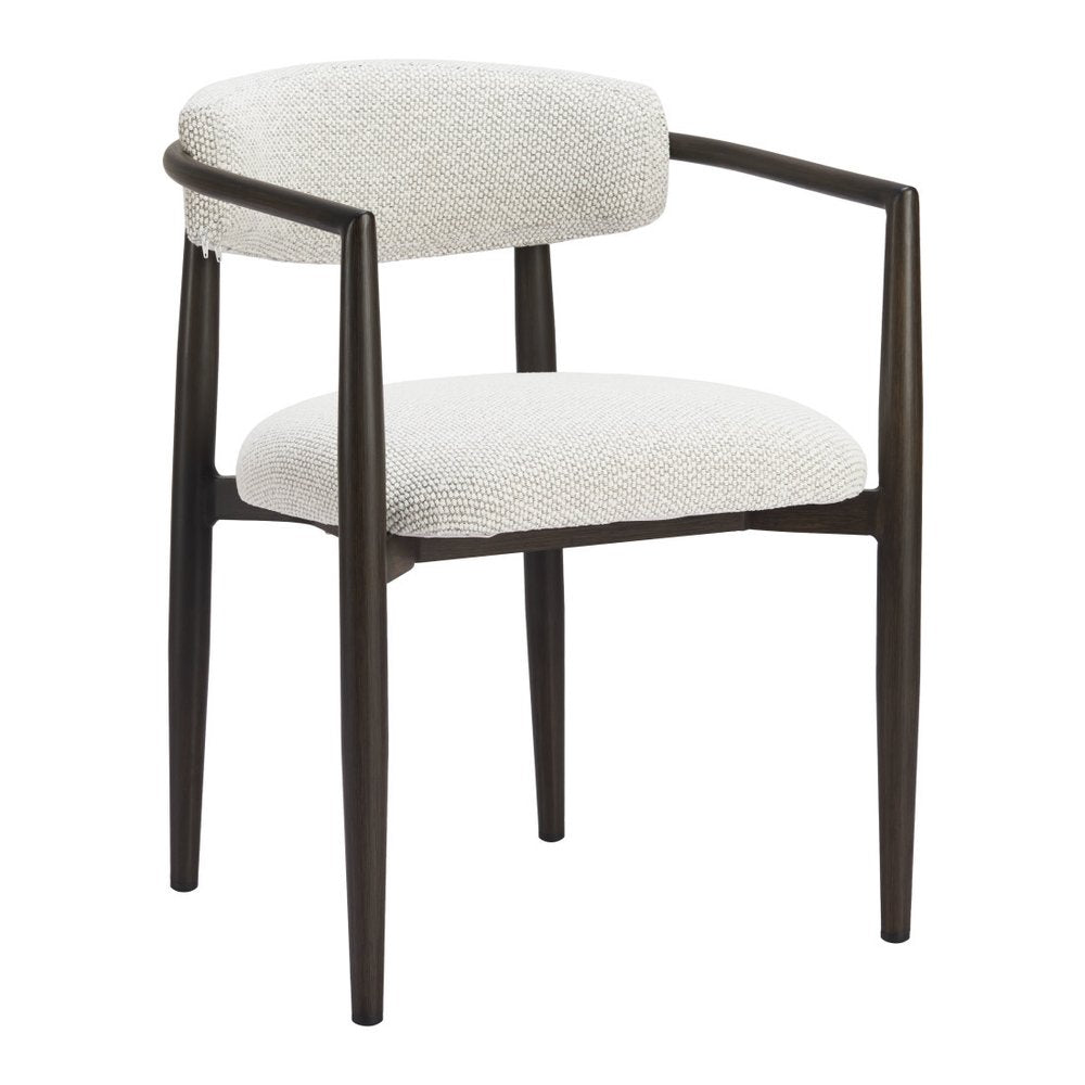 White and Black Open Back Dining Arm Chair