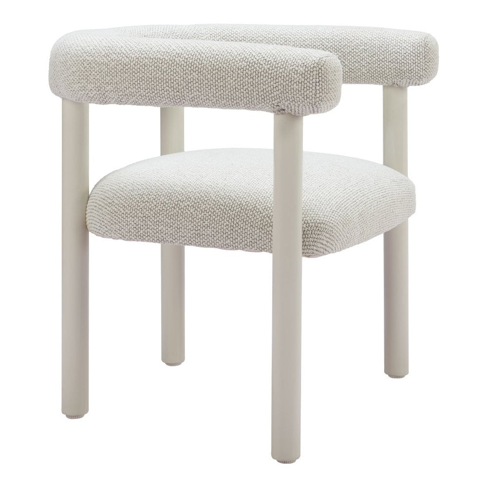 Set of Two White Open Back Dining Arm Chairs
