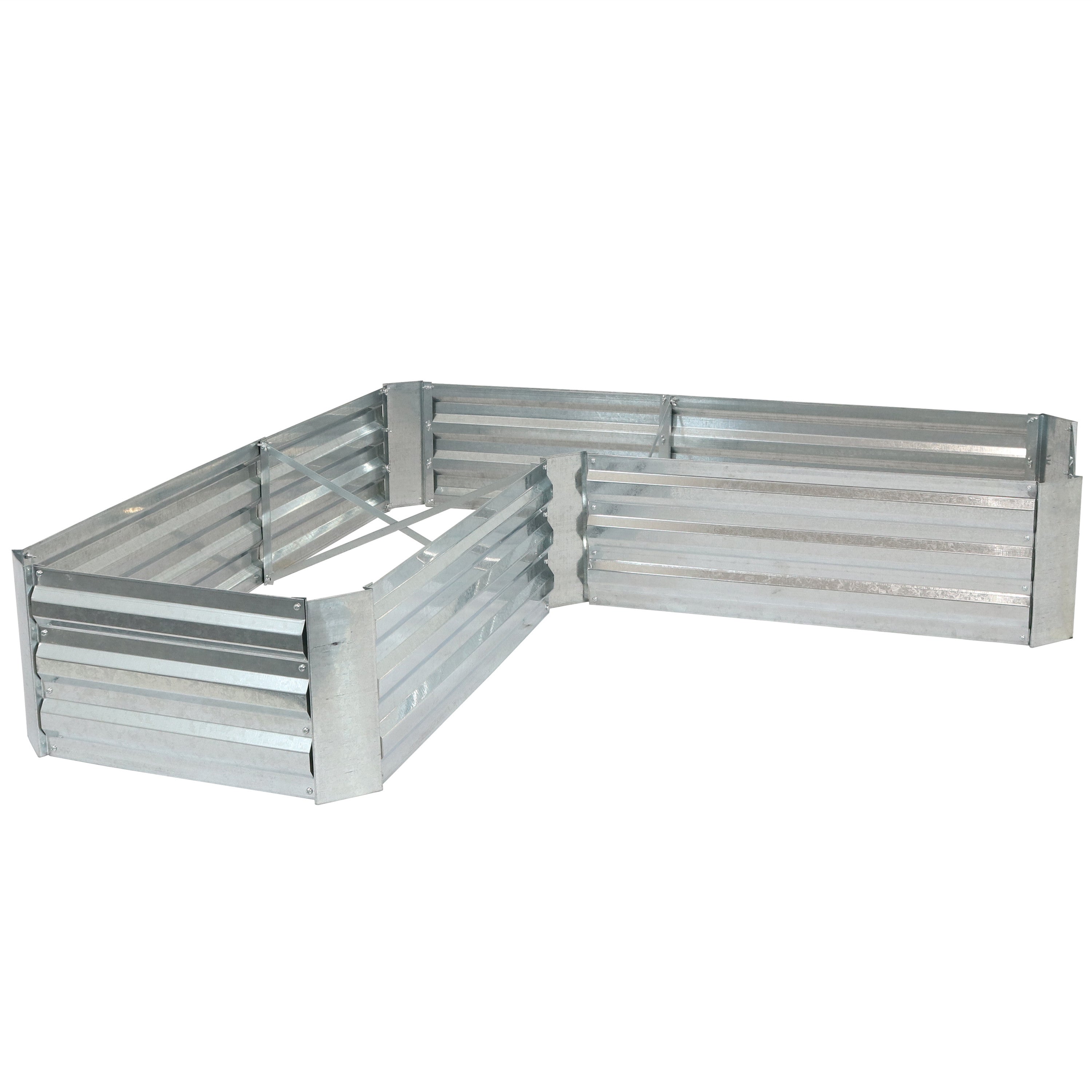 12" X 60" Silver Steel L Shape Raised Garden Bed