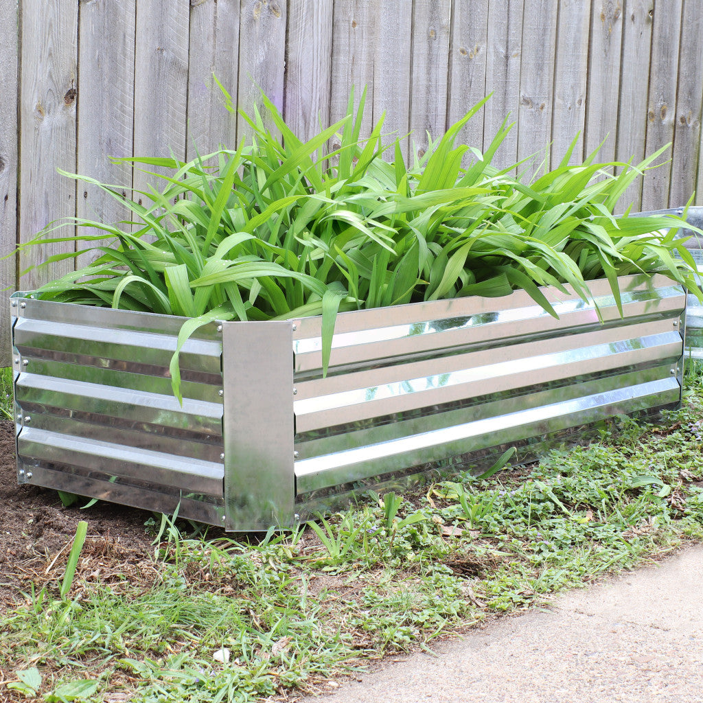 12" X 48" Silver Metal Rectangular Raised Garden Bed