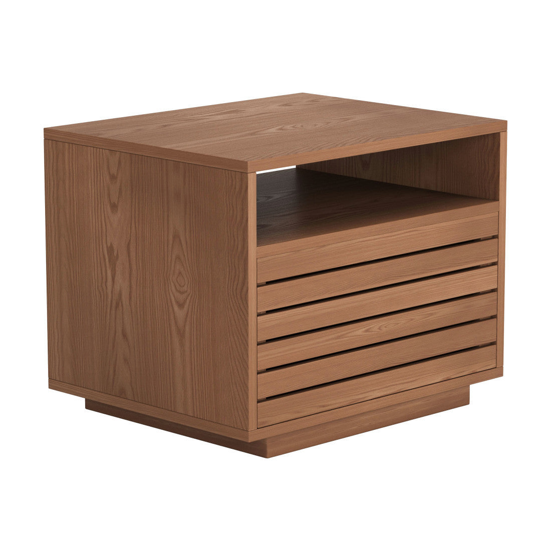 16" Natural Wood Plantation Shutter One Drawer Nightstand