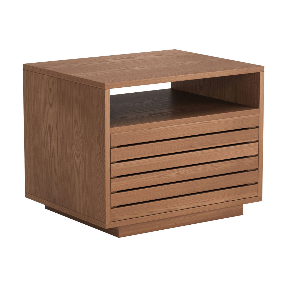 16" Natural Wood Plantation Shutter One Drawer Nightstand