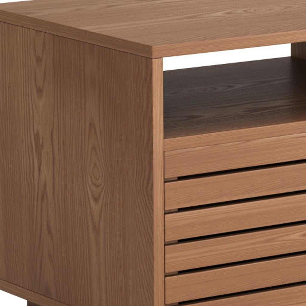 16" Natural Wood Plantation Shutter One Drawer Nightstand