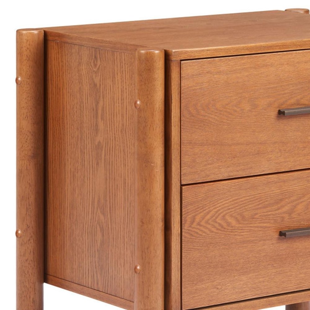 22" Walnut Solid Wood Two Drawer Nightstand