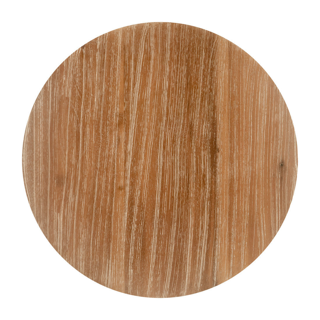 14" Natural and Gray Solid Wood and Faux Concrete Round Outdoor Side Table