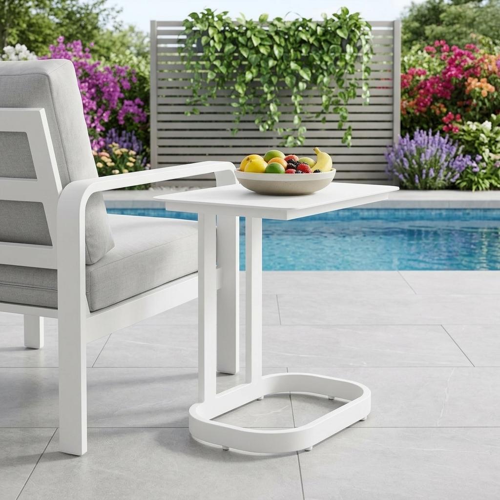 22" White Aluminum Outdoor Side Table