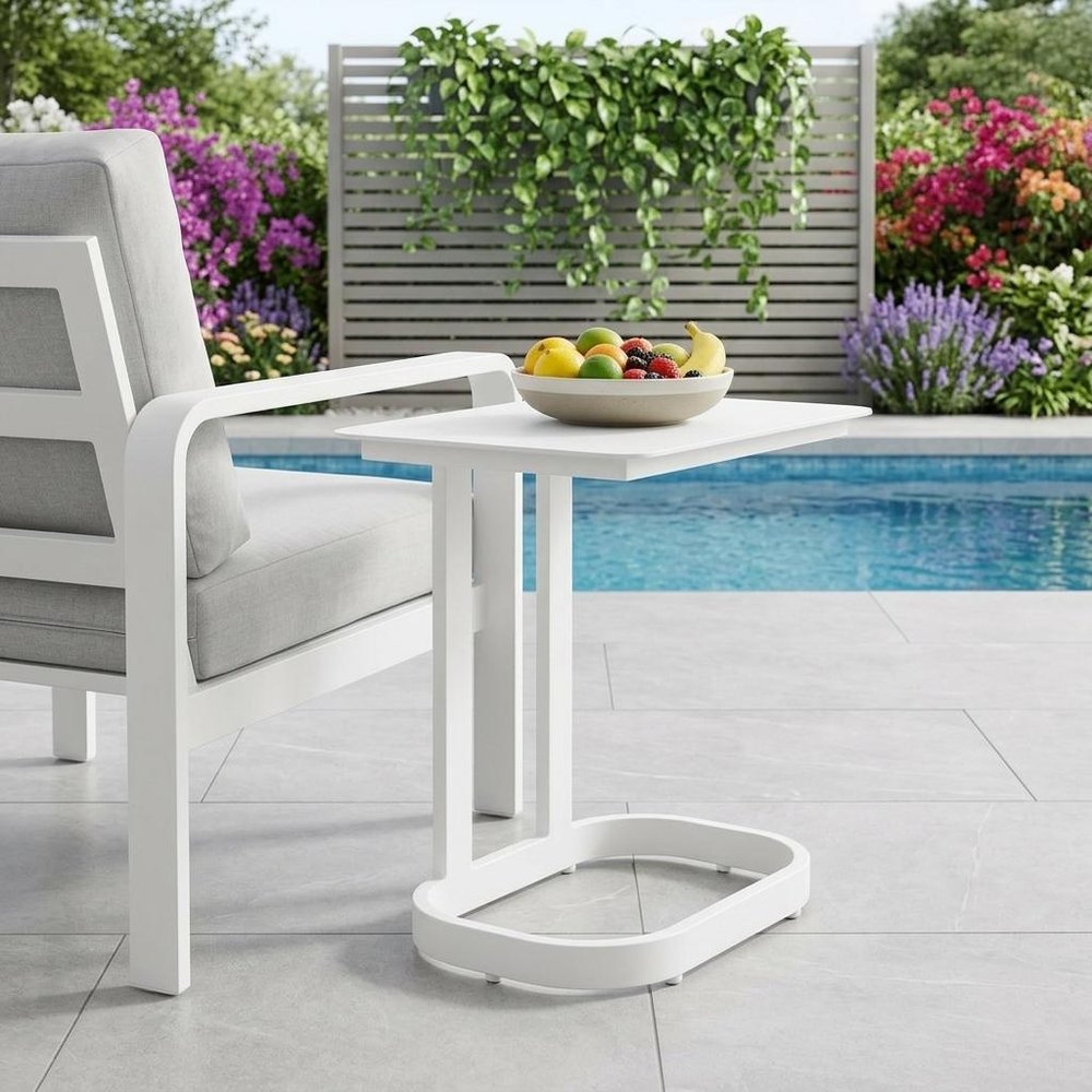 22" White Aluminum Outdoor Side Table