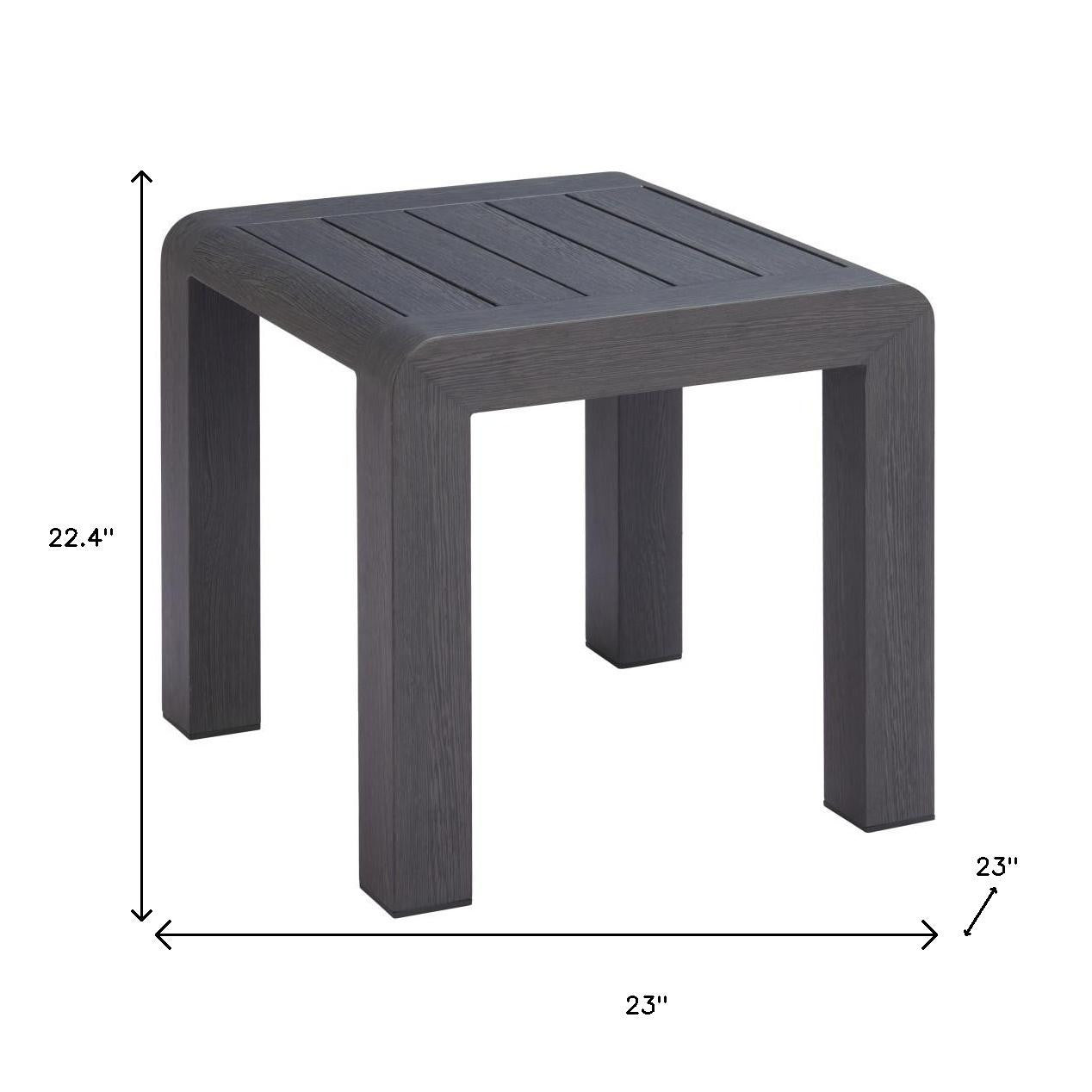 23" Black Aluminum Square Outdoor Side Table