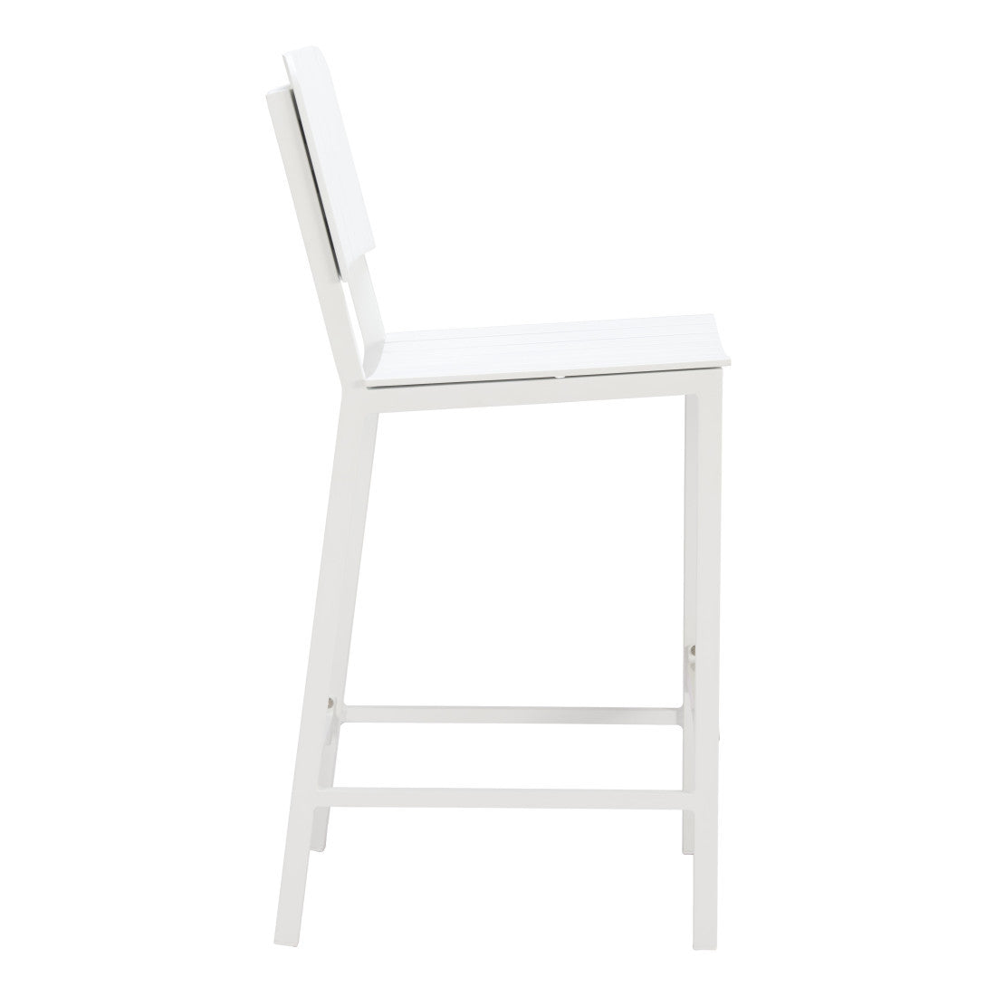 30" White Aluminum Outdoor Bar Height Chair