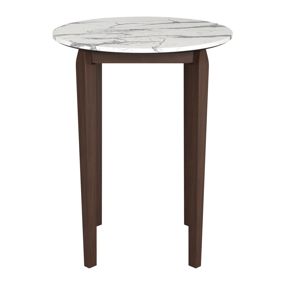 32" White and Brown Faux Marble and Solid Wood Rounded Bar Table
