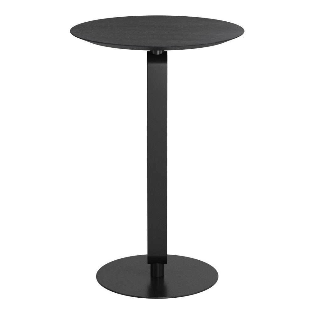24" Black Wood and Steel Rounded Bar Table