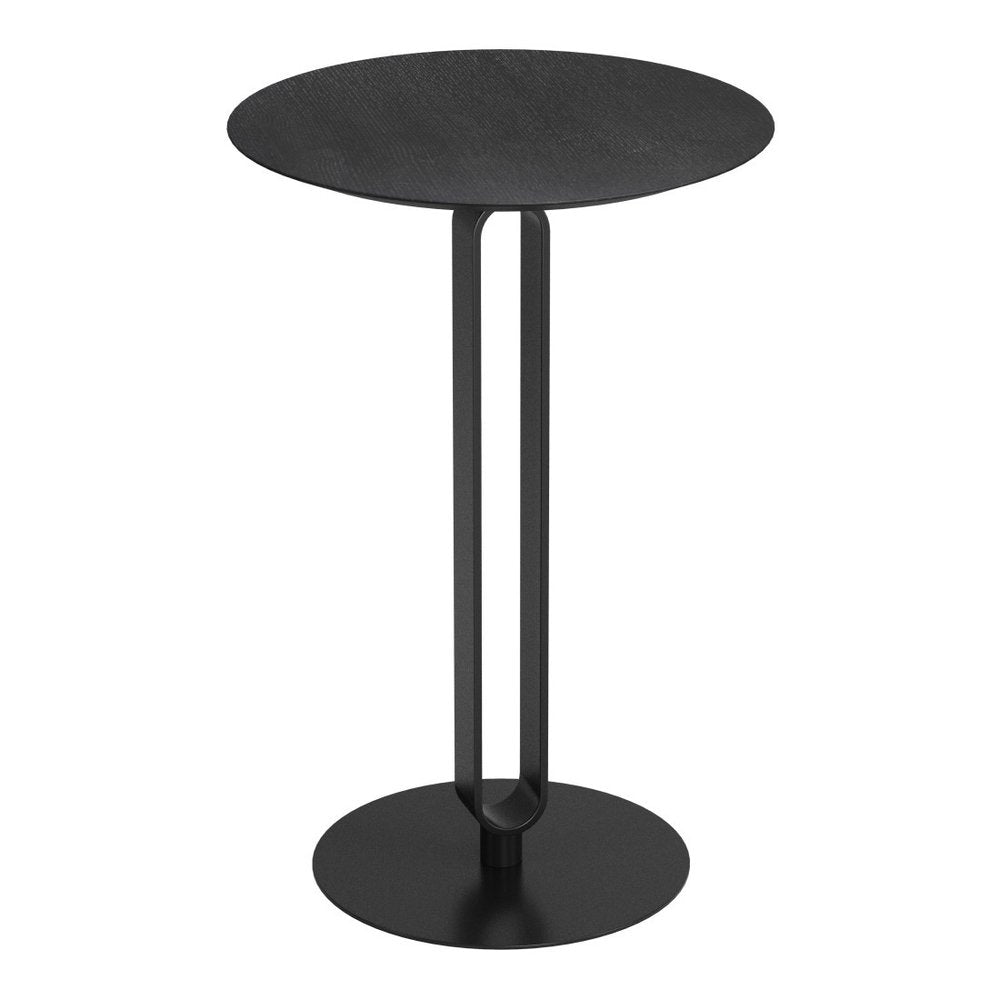 24" Black Wood and Steel Rounded Bar Table
