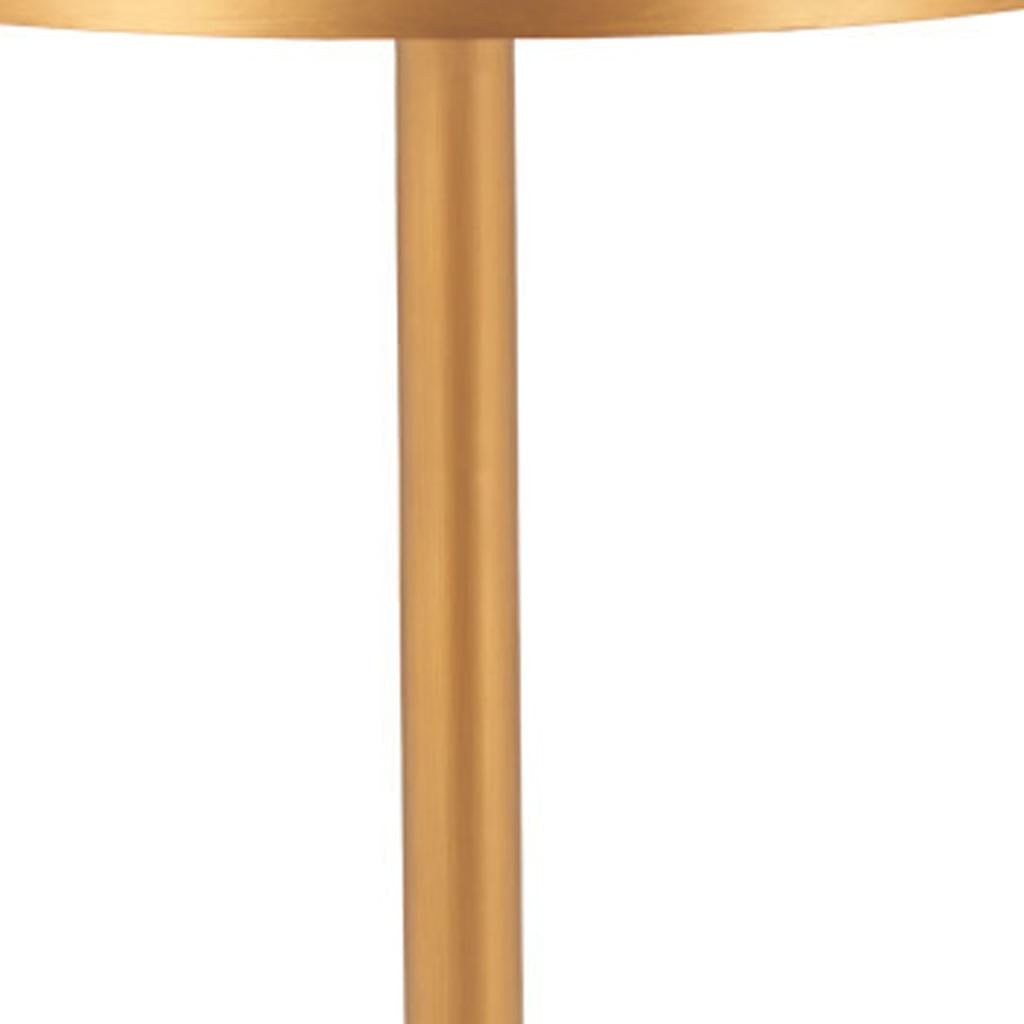 24" Beige and Gold Faux Terrazzo and Steel Rounded Bar Table