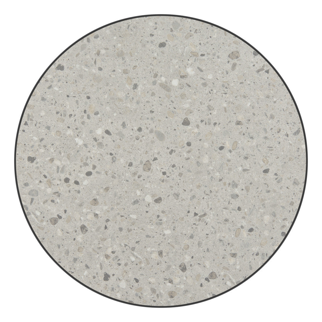 24" Gray and Black Faux Terrazzo and Steel Rounded Bar Table
