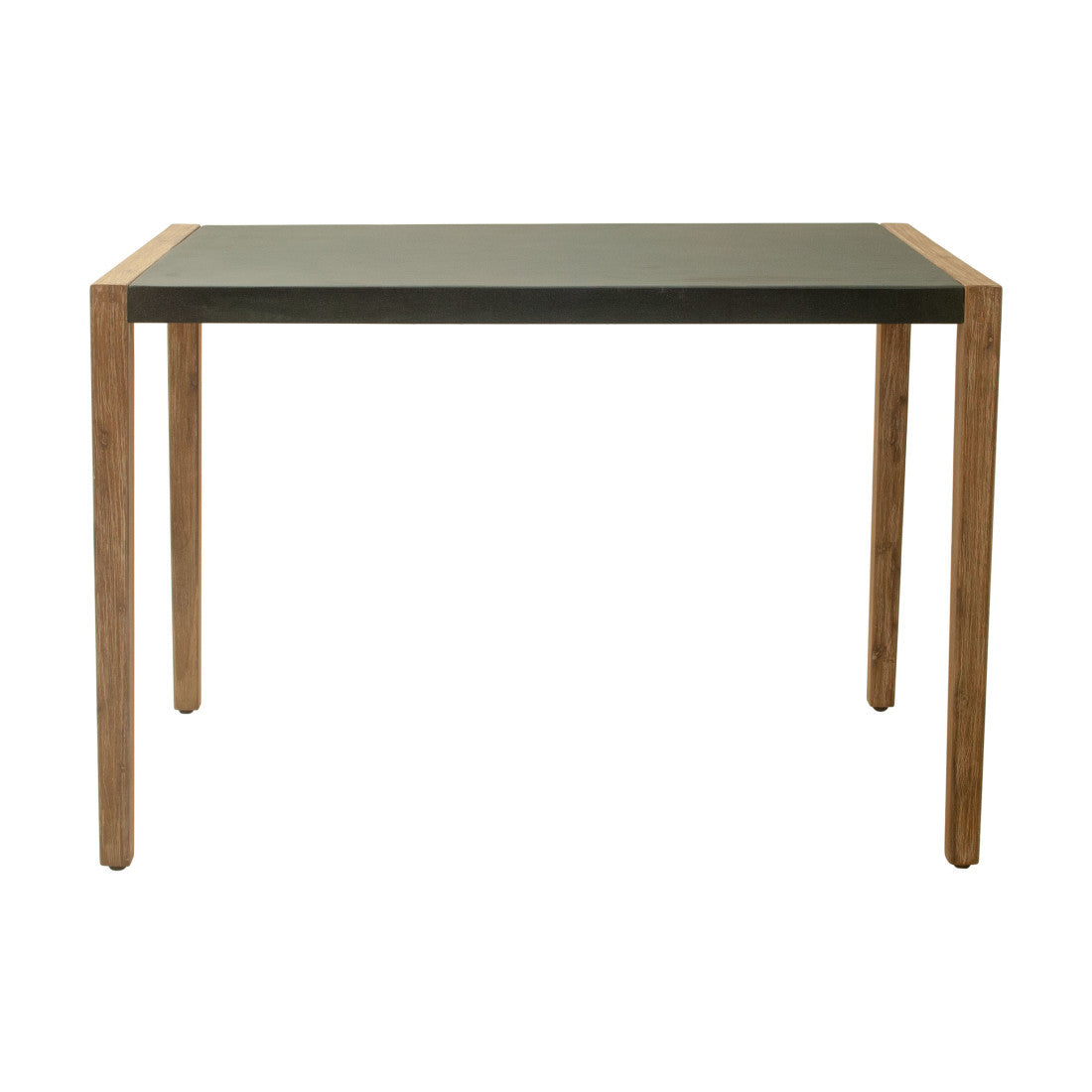 56" Gray And Natural Faux Concrete And Solid Wood Outdoor Bar Table