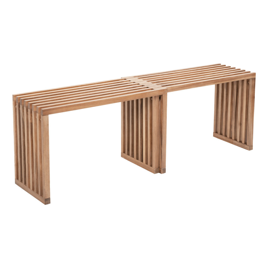 54" Natural Acacia Solid Wood Extendable Garden Patio Bench