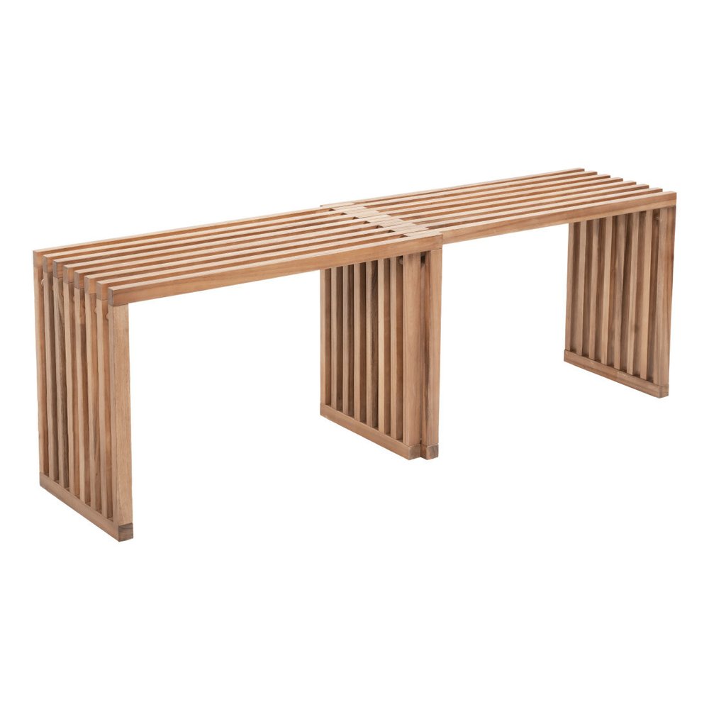 54" Natural Acacia Solid Wood Extendable Garden Patio Bench