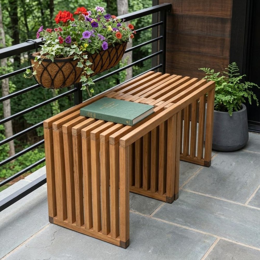 27" Natural Solid Wood Extendable Indoor Outdoor Bench