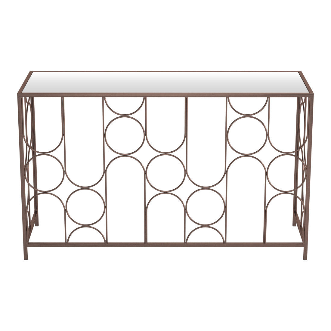50" Clear and Bronze Mirrored Glass and Steel Frame Console Table