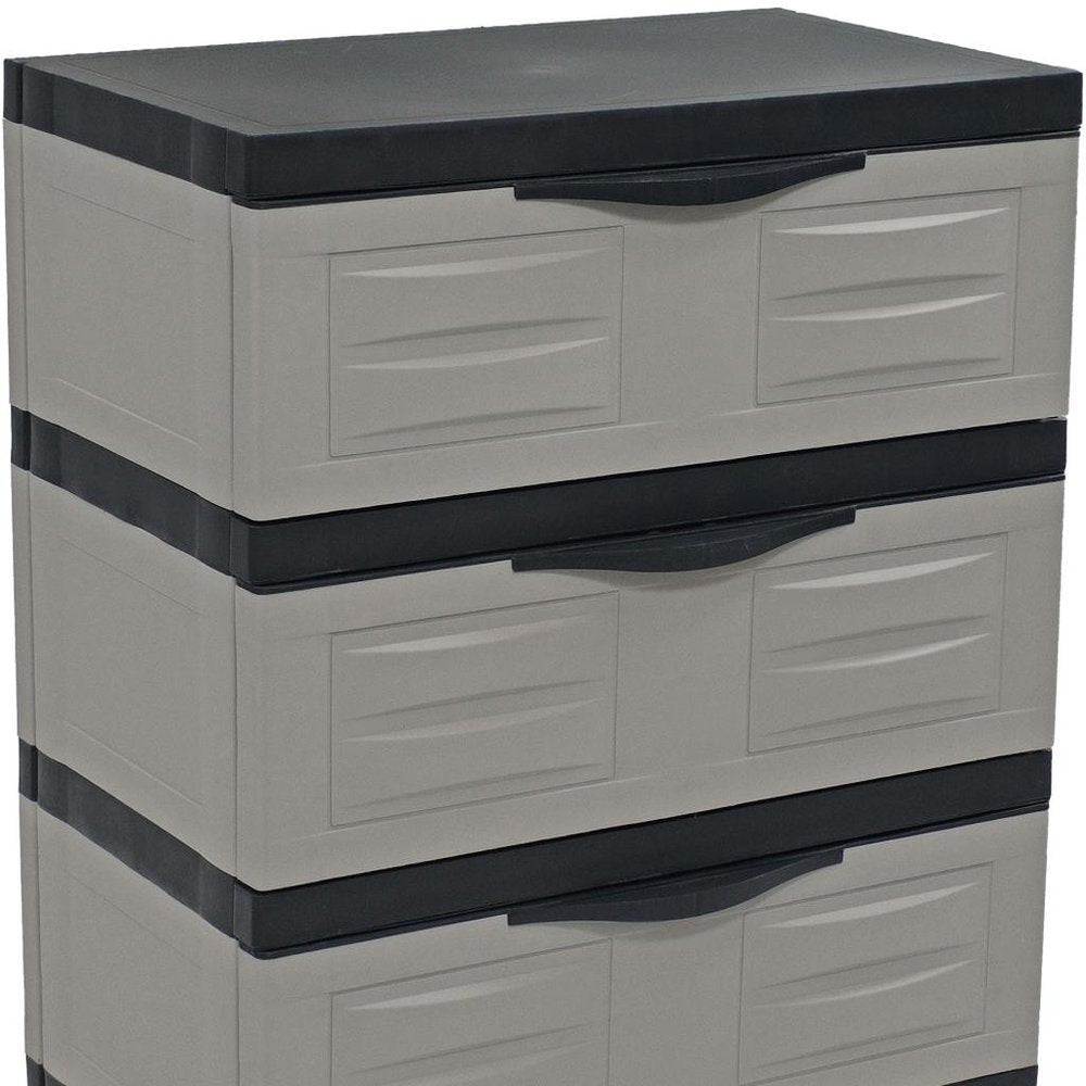 23" Gray and Black Plastic Accent Cabinet With Three Drawers