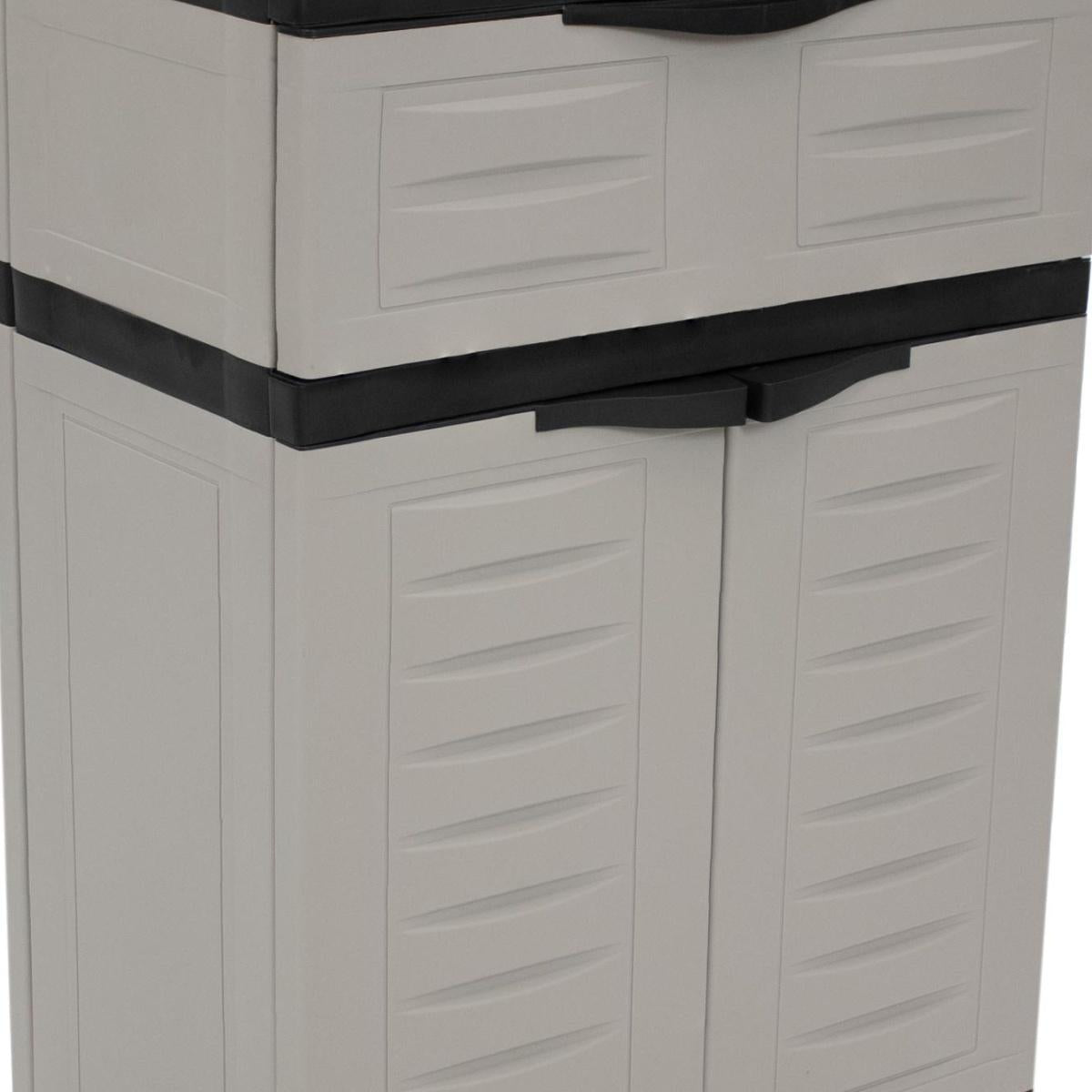 24" Gray Plastic Accent Cabinet With Two Doors And One Drawer