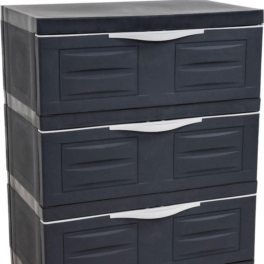23" Charcoal Heavy Duty Plastic Cabinet With Three Drawers