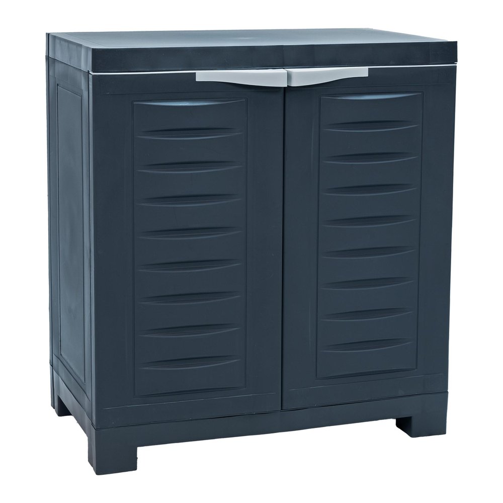 23" Charcoal Plastic Accent Cabinet With Two Doors