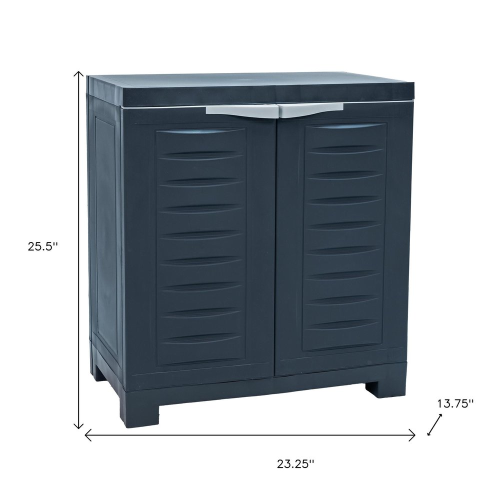 23" Charcoal Plastic Accent Cabinet With Two Doors