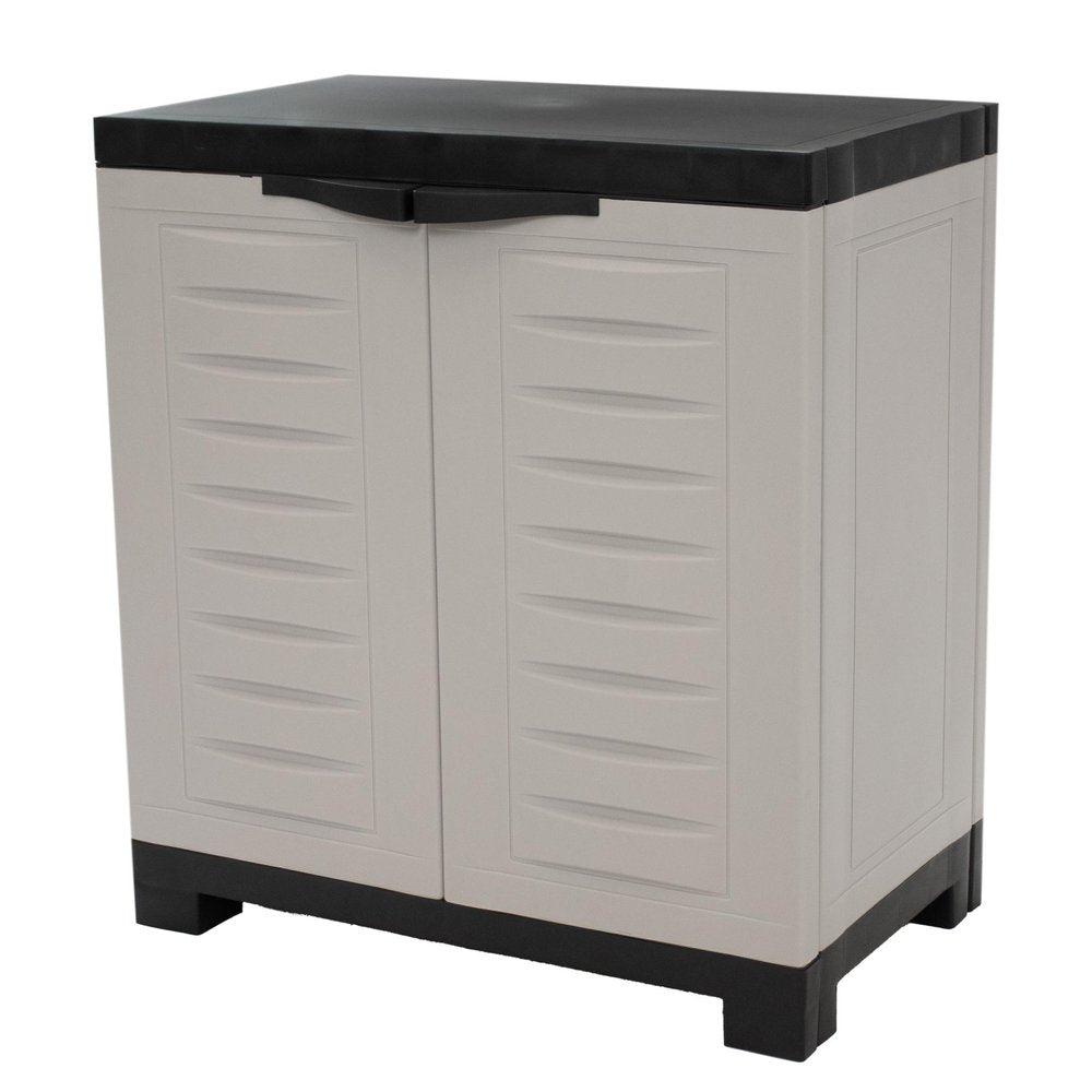 23" Black and Gray Plastic Accent Cabinet With Two Doors