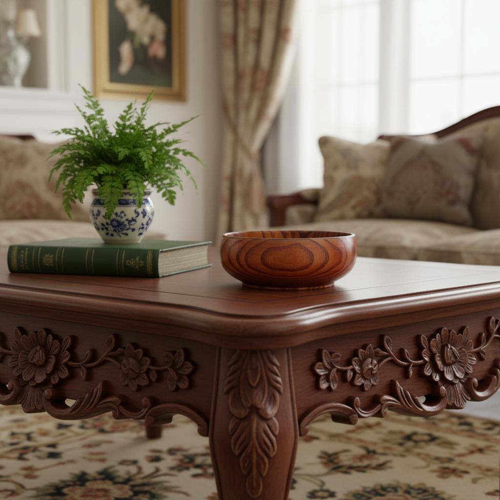 7" Brown Solid Wood Round Serving Bowl