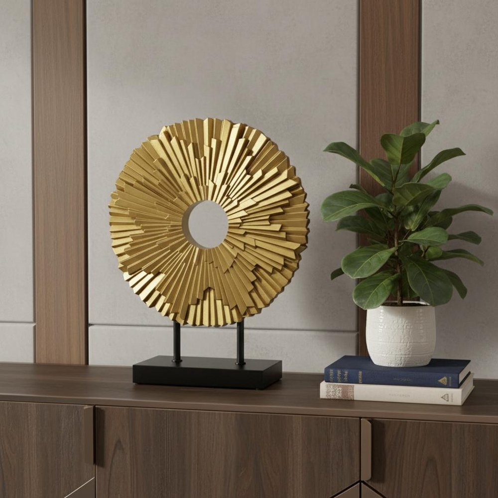 12" Gold Resin Sunflower Hand Painted Tabletop Sculpture