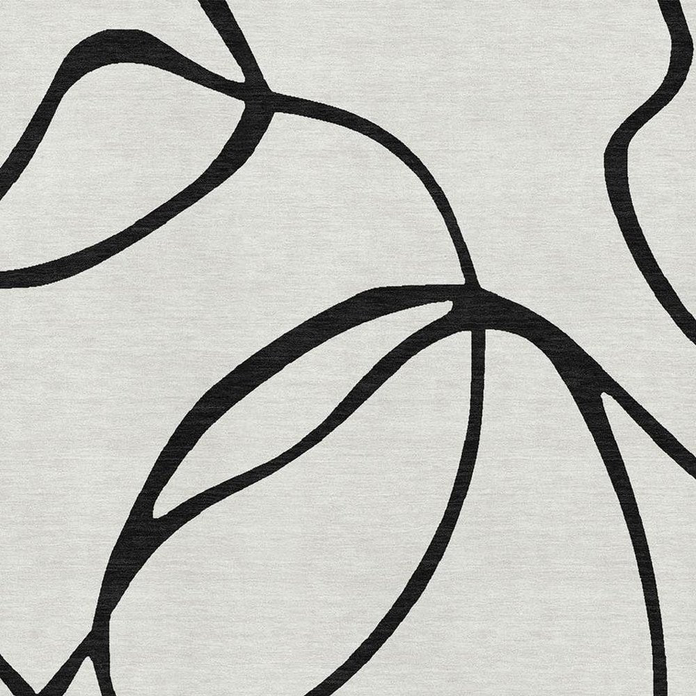 9' X 12' White And Black Abstract Washable Area Rug With UV Protection