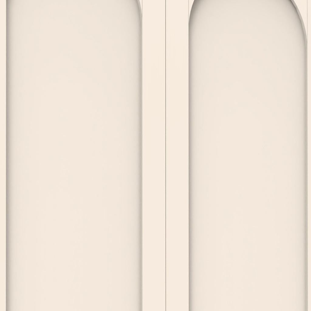 71" Cream Stainless Steel Locking Pantry Or Storage Closet With Arched Panel Doors